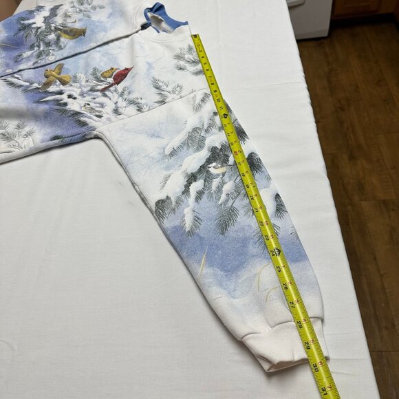 Vintage Artisans All Over Bird Print Cardigan Sweater XL/2XL Nature USA Winter - Picture 11 of 11